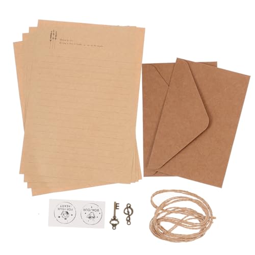 Tofficu 2 Sätze Notebook -Briefpapier Set Papierumschlag-Kit Vintage Briefpapier süßes stationäres altes Schreibpapier Briefumschläge Briefe aus Papier Briefpapier zum Schreiben Metall von Tofficu