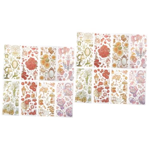 Tofficu 2 Sätze Pet Craft Sticker Blumenmotive Vintage Stil Dekorative Scrapbooking Aufkleber Für Tagebuch Geschenkbox Diy Projekte Langlebig Und Vielfältig Einsetzbar 4 Blätter * 2 von Tofficu