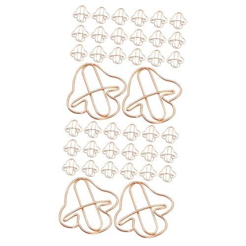 Tofficu 2 Sätze Pilz-büroklammer Lustige Papierclips Mini-büroklammern Kleine Büroklammern Bürozubehör Papierklammer Büroklammer Süß Süße Büroklammern Eisen Rose Gold 20 Stück * 2 von Tofficu