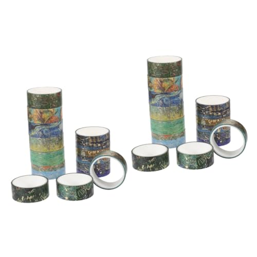 Tofficu 2 Sätze Retro -kunstaufkleber Handwerk Sammelalbum Scrapbooking Tape Dasselbe Wickelband Dekorative Klebebänder Dekorative Papierbänder Flüsterpapier 12 Rollen * 2 von Tofficu