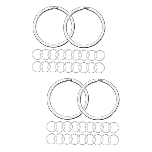 Tofficu 2 Sätze Schlüsselanhänger Ringe Schlüsselanhänger Schlüsselanhänger Silber Split Hoops Schlüsselanhänger Hoop Metall 40 Stück * 2 von Tofficu