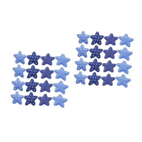 Tofficu 2 Sätze Sternenflecken Denim Stichworte Stoff Rucksack Jeans Bag Packetbandrollen Постельное Белье Köstüme Clothing Flicken Aufbügeln Applikationsflicken Aufnähen Blue 40 Stück * 2 von Tofficu