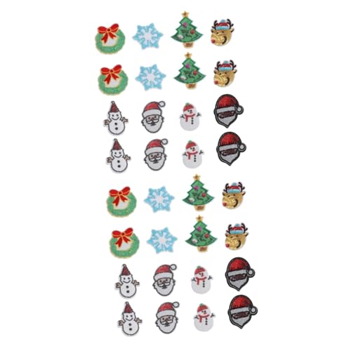 Tofficu 2 Sätze Stoffaufkleber Mit Pailletten Gestickte Applikation Zum Nähen Sew -pailletten Groß Stickrahmen Weihnachtsmotiv Gestickte Weihnachtsaufnäher Schneemann-aufnäher 16 Stück * 2 von Tofficu