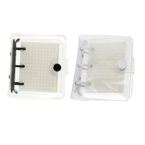 Tofficu 2 Sätze Transparente PVC Notizbücher Ringbuch mit Kariertem Innenpapier und Transparenten Hüllen Tragbare Kleine Notizhefte Multifunktionale Verschleißfeste Ringordner für Alltag von Tofficu