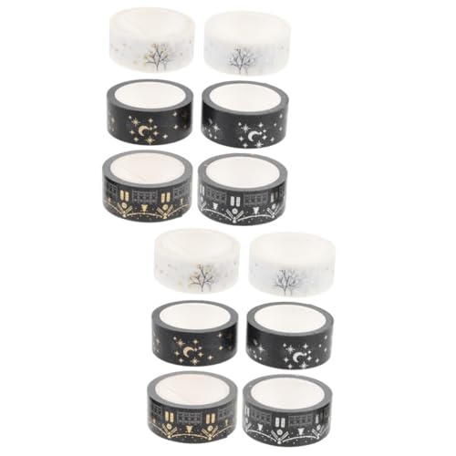 Tofficu 2 Sätze Washi-tape Nachfüllungen Spender Klebeband Nachfüllt Silber Washi Tape Breit The Washi Tape Aufkleber Hausmusterbänder Planer Abziehbilder Japanisches Papier 6 Rollen * 2 von Tofficu