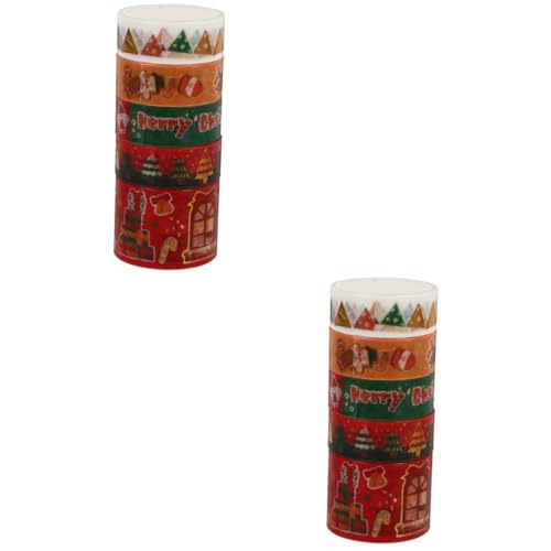 Tofficu 2 Sätze Weihnachtliches Vergoldungsband Weihnachten Dekorativ Für Süßes Band Weihnachtsband Zeichentrick-washi-tape Notizbuchbänder Geschenkbänder Aufkleber 5 Rollen * 2 von Tofficu
