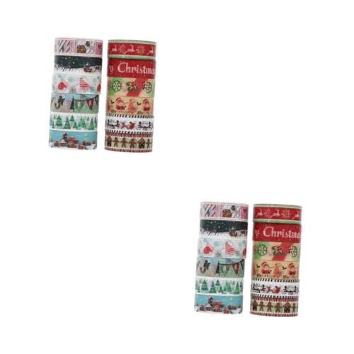 Tofficu 2 Sätze Weihnachts-washi-tape Weihnachtsdeko Weihnachtsbasteln Weihnachts Oblaten Bastelzeug Dekorationen Weihnachten Klebebänder Handkontenbänder Japanisches Papier 12 Rollen * 2 von Tofficu