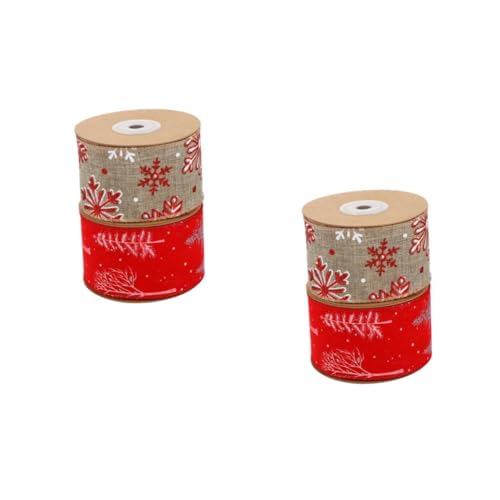 Tofficu 2 Sätze Weihnachtsdekorationsband Ribbon Bandfeile Kopfschmuck Wihnachtsdeko Christmas Decor Für Basteln Schleife Überprüfen Paketband Dekoratives Band Polyester 2rollen*2 von Tofficu
