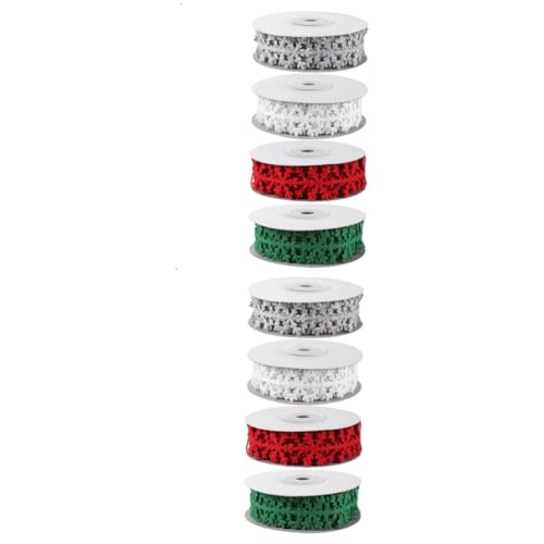 Tofficu 2 Sätze Weihnachtsschneeflocken Rosa Schleife Wellig Silber Groß Weihnachtsgeschenkband Bänder Zum Verpacken Seilband Fröhliches Weihnachtsband Dekoration Vlies 4 Rollen * 2 von Tofficu