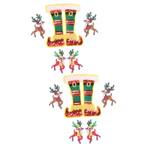 Tofficu 2 Sätze Weihnachtssticker Aus Stoff Bestickt Weihnachtsdekorationen Drinnen Kindergeschenke Weihnachtsdekoration Patch Dekorative Applikation Colorful 5 Stück * 2 von Tofficu
