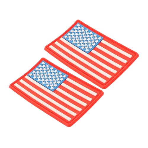 Tofficu 2 Stück American Flag Patch PVC DIY Klettpatch Stern Design Kleidung Aufnäher für Jacken Rucksäcke Taschen Zubehör Langlebig Leicht Befestigbar von Tofficu