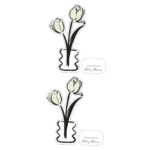 Tofficu 2 Stück Blumen-Notizhalter Mini -Staffelei Inhaber Desktop-Memohalter Bild steht für Tisch Tischnotizhalter Postkartenständer aus Acryl Tulpenbildhalter aus Acryl von Tofficu