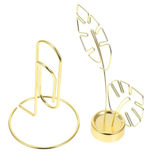 Tofficu 2 Stück Desktop-nachrichtenordner Geld Gäste Bretter Kredit Namenskartenhalter Für Tische Stand Etikett Steht Halter Für Fotoclips Anzeigeständer Ridge Brieftasche Ort Golden Eisen von Tofficu