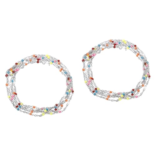 Tofficu 2 Stück Emaille-Öl tropfende Clipkette edelstahlketten pendant necklace Festliche Kette Farbenfrohe Kette Schmuck Halskette Choker-Kette Haarnadel DIY Kette Rostfreier Stahl von Tofficu