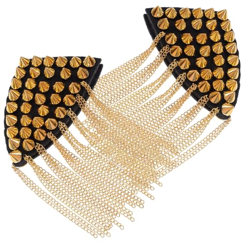 Tofficu 2 Stück Goldene Quasten Schulterklappen mit Nieten Teiliges Punk Epauletten Schulterbroschen für Kostümpartys Bühnenauftritte und Uniform Dekoration Tofficu 2 Stück Goldene Quasten Schulterklappen mit Nieten Teiliges Punk Epauletten Schulterbroschen für Kostümpartys Bühnenauftritte und Uniform Dekoration von Tofficu