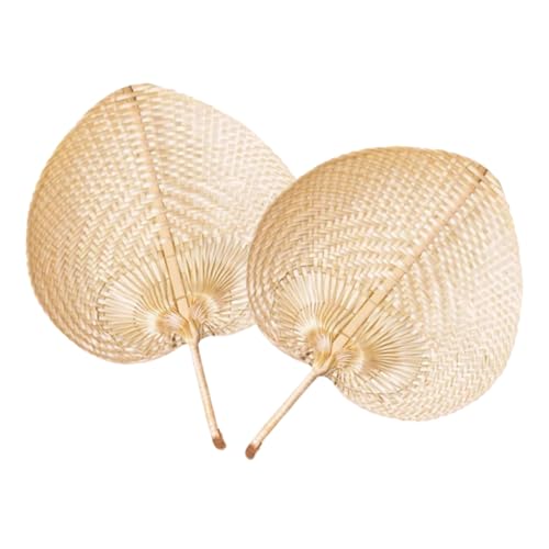 Tofficu 2 Stück Handgefertigter Großer Bambusfächer Traditioneller Chinesischer Handgewebter Fächer Dekorativer Vintage Fächer für Sommer Party und Wanddekoration von Tofficu