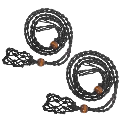 Tofficu 2 Stück Kristall Halskette Leerer Steinhalter Halskette Aus Steinen Selber Machen Steinkäfig-halskette Anhängerhalter Aus Stein Diy -halskette Baumwollfaden Black von Tofficu