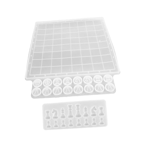 Tofficu 2 Stück Schachbrett Silikonform Set Teilig mit Flexible Epoxidharz Gießform für Schachbrett und Spielsteine DIY Bastelset Reißfest Langlebig Geschenkidee für Familie und von Tofficu