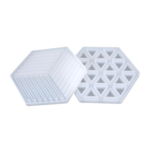 Tofficu 2 Stück Silikonform Sechseckige Untersetzer Formen für DIY Kristallharz Epoxidharz Fondant Kuchen Backen Hitzebeständig Flexibel Bpa Frei für Basteln und Handwerk von Tofficu