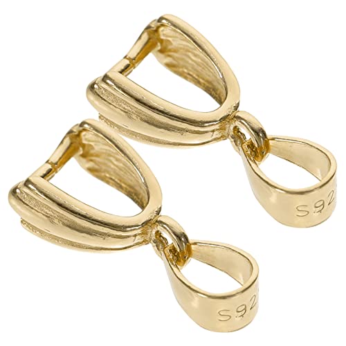 Tofficu 2 Stück Sterling Silber Klemmclip Verschluss Herstellung Anhänger Halskette Charm Halter Halskette Kettenverbinder Schmuckzubehör Schmuck Karabiner Schmuckverbinder Golden 925 von Tofficu