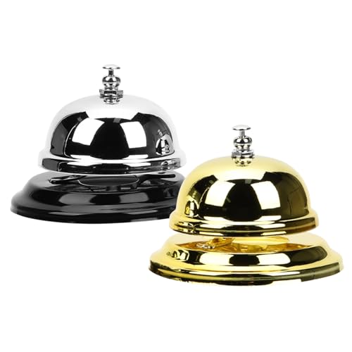 Tofficu 2 Stück Teiliges Metall servierklingel Klarer Klang Robust und Stabil als Dinner Bell und Restaurant Desk Bell für Hotel Bar Empfang und Party von Tofficu