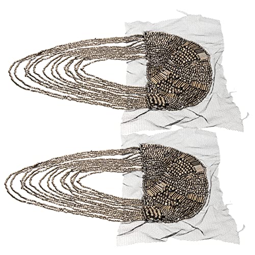 Tofficu 2 Stück Teiliges Quasten Epaulette mit Ketten Vintage Schulterabzeichen für Damen und Herren Kostüm Schulterklappen mit Perlenverzierung Große Elegantes Gunmetal Design von Tofficu