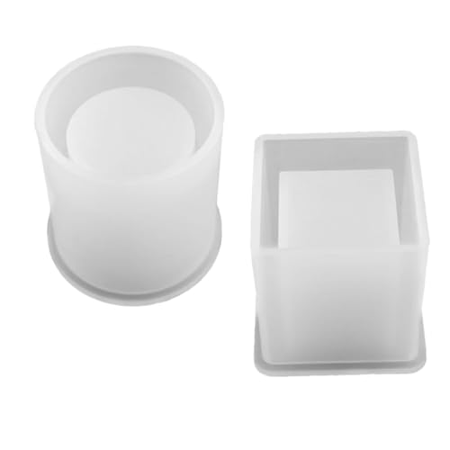 Tofficu 2 Stück Teiliges Silikon Gießformen Würfel und Zylinder Flexible DIY Harzformen für Stifthalter und Blumentöpfe Wiederverwendbar Transparent Vielseitig für Schmuck und von Tofficu