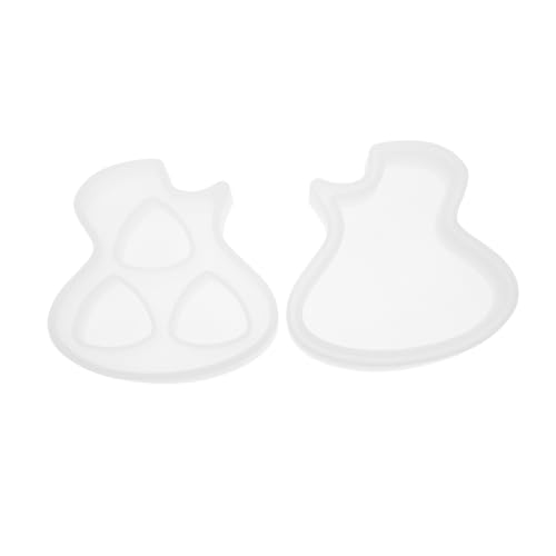 Tofficu 2 Stück Teiliges Silikon Gitarren plektrum Formen mit Aufbewahrungsbox Weiß Antihaftbeschichtet Langlebig für Individuelle Epoxidharz Plektren Herstellung Glatte Oberfläche von Tofficu