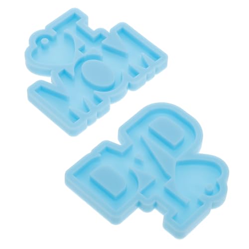 Tofficu 2 Stück Teiliges Silikon Schlüsselanhänger Gießform für Epoxidharz DIY Anhänger Basteln Einfache Handhabung Geeignet für Mutter und Vatertagsgeschenke mit Deko Möglichkeiten Wie von Tofficu