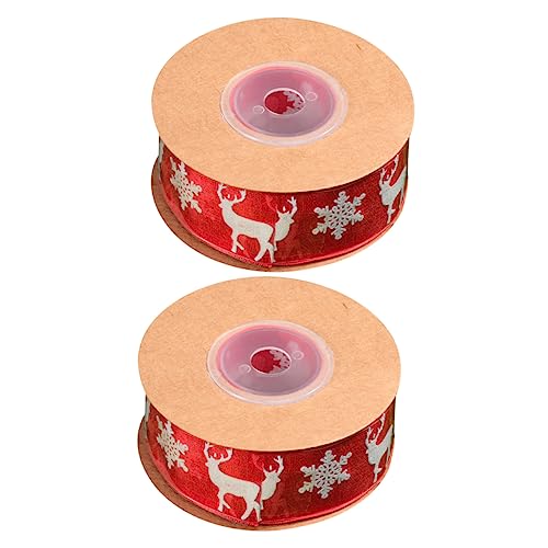 Tofficu 2 Stück Weihnachtsdekoration Schneegarngürtel wickeln Schleife Dekorationen für weißes Band seidenband ribbon weinachtsgeschenk Christbaumschmuck Festivalband Polyester. rot von Tofficu
