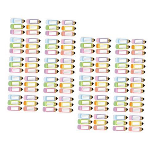 Tofficu 20 Blatt Bunte Bleistift-nameetiketten Selbstklebende Beschreibbare Namensaufkleber für Schreibtische Widerstandsfähig und Farbecht für Schule Zuhause und Organisation von von Tofficu