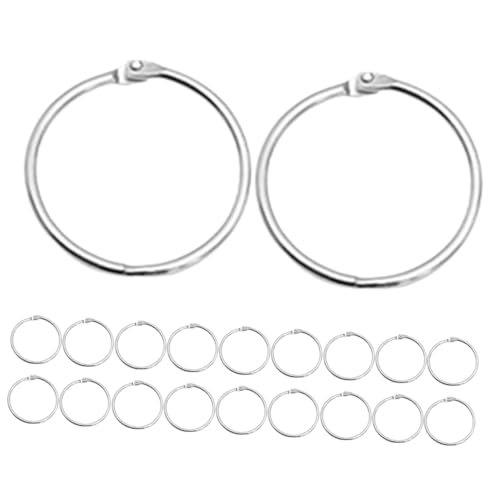 Tofficu 20 Stück Bügelschnalle buchbinderinge schlüsselringe schlüssel organisieren Ringbuch Ringe Metallring Schlüsselanhänger Schlüsselbund Buchringe aus Metall Bürobuch klingelt Silver von Tofficu