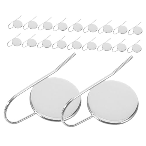 Tofficu 20 Stück Cabochon-ohrring-rohlinge: Ohrhaken, Cabochon-tabletts, Edelstahl, Schmuckherstellung, Zubehör Für Die Ohrringherstellung, Silber von Tofficu