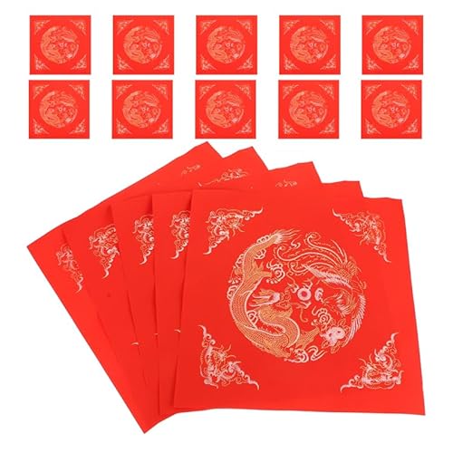 Tofficu 20 Stück Chinesisches Rotes Xuan-Doufang-Papier Blanko Fu-Charakterpapiere Chinesische Neujahrs-Kalligraphie-Dekoration Ideal Für Frühlingsfest-Paare Und Traditionelles von Tofficu