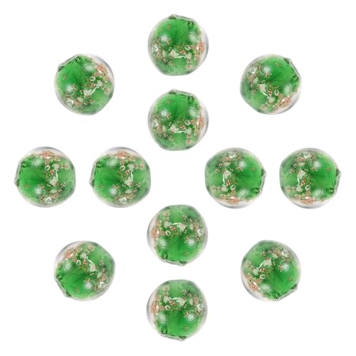 Tofficu 20 Stück Leuchtende Glasperlen Grün Runde Spacer Perlen für DIY Schmuckherstellung Armband Halskette Zubehör Langlebige Handgefertigte Bastelperlen von Tofficu