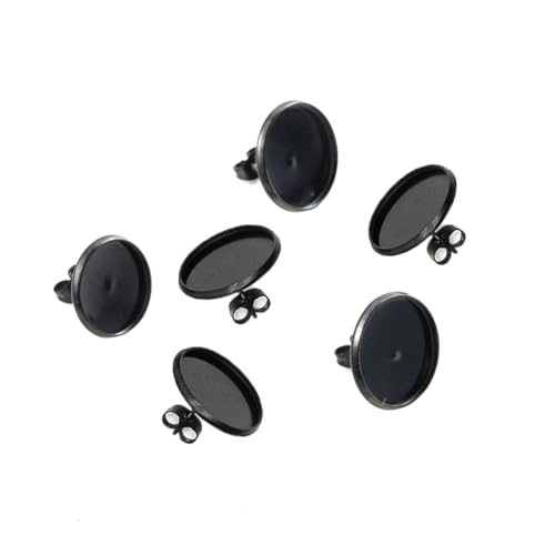 Tofficu 20 Stück Teiliges DIY Ohrstecker Edelstahl Schwarz Runde Basis mit Ohrstopper Schmuckherstellung Zubehör für Damen und Mädchen Kreative Ohrringgestaltung von Tofficu