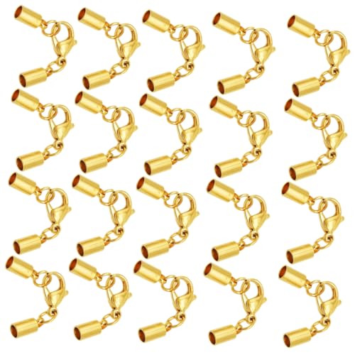 Tofficu 20 Stück Teiliges Edelstahl Schmuckverschluss Lobster Karabiner mit Loch Langlebiger Lederband Schnur Verschluss für Armband Halskette DIY Schmuckherstellung Tofficu 20 Stück Teiliges Edelstahl Schmuckverschluss Lobster Karabiner mit Loch Langlebiger Lederband Schnur Verschluss für Armband Halskette DIY Schmuckherstellung von Tofficu