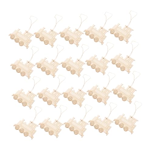 Tofficu 20 Stück Teiliges Holzanhänger Zugform zum Basteln Langlebige Glatte Holzdekoration Wiederverwendbare Hängende Ornamente für Tür Fenster Koffer Festliche Party Deko Handliche DIY von Tofficu