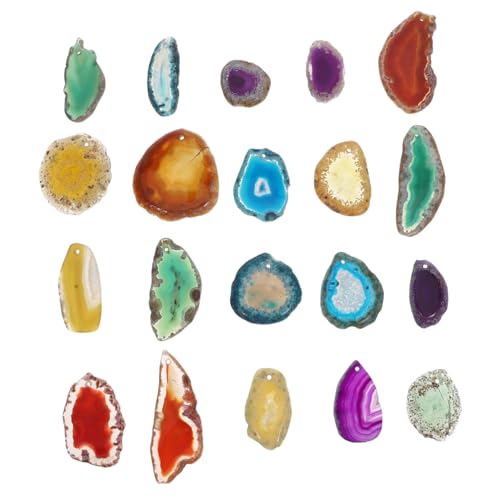 Tofficu 20 Stück Teiliges Natürliche Bunte Quarzscheiben mit Perforierte Agate Platten als Anhänger und Windspiel Dekoration DIY Schmuckherstellung und Kreative Bastelaccessoires Tofficu 20 Stück Teiliges Natürliche Bunte Quarzscheiben mit Perforierte Agate Platten als Anhänger und Windspiel Dekoration DIY Schmuckherstellung und Kreative Bastelaccessoires von Tofficu
