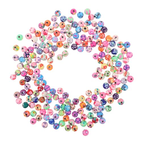 Tofficu 200 Stück Bunte Polymer Clay Spacer Perlen Rund Blumenform für DIY Schmuck Basteln Armbänder Halsketten Zubehör von Tofficu