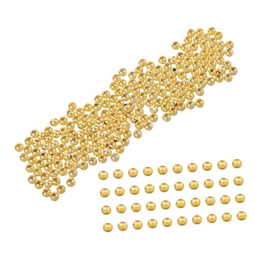 Tofficu 200 Stück Metallperlen Zwischenperlen Für Charm-armbänder Vergoldete Zwischenperlen Runde Abstandshalter Lose Perlen Runde Perlen Abstandsperlen Kleine Goldperlen Golden Kupfer von Tofficu