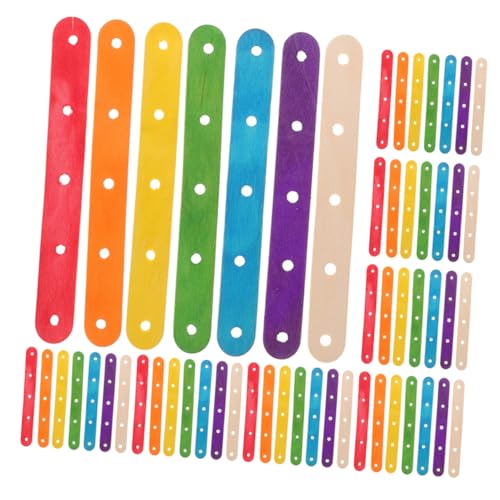 Tofficu 200 Stück Regenbogen Holz Eiscreme Stäbchen mit Löchern für Kreative Diy Projekte für Erwachsene Vielseitig Einsetzbar für Handarbeiten und Modellbau von Tofficu