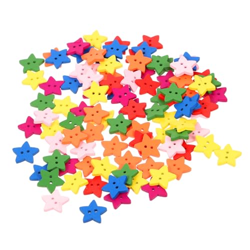 Tofficu 200 Stück Teiliges Bunte Holzknöpfe Sternförmig Holzkinderknöpfe für Scrapbook DIY Kleidung Dekoration Vielfältig Einsetzbar von Tofficu
