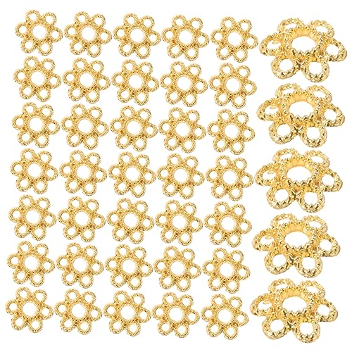 Tofficu 200 Stück Teiliges Goldfarbene Perlenkappen mit Blumenform Langlebige nicht Rostende Schmuckzubehör für DIY Armbänder und Halsketten Kreative Details zum Basteln und Verschenken von Tofficu