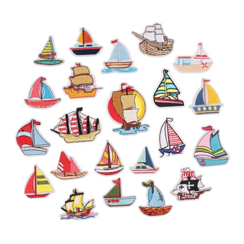 Tofficu 23 Stück Teiliges DIY Aufnäher Cartoon Segelboot Patch Selbstklebend Dicke Textur Maschinenwaschbar zum Reparieren und Verzieren von Kleidung Jacken Taschen und Mehr von Tofficu