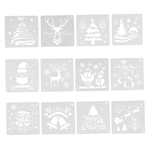 Tofficu 24 Stück Malschablonen für Weihnachten Weihnachtsdekorationen Urlaub Malerei Weihnachtsbaum machen weihnachtsbasteln weihnachts basteln Malvorlage Zeichnungsvorlage Plastik von Tofficu