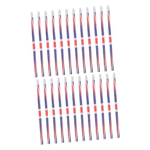 Tofficu 24 Stück Teiliges Bunte Holzbleistifte mit Radiergummi Leicht Spitzbar Uk Flagge Motiv Farbenfrohe Schulbleistifte für Schule Büro und Festliche Anlässe Handliche Schreibwerkzeuge von Tofficu