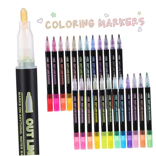 Tofficu 24 Stück Teiliges Glitzer Marker Doppellinige Metallic Filzstifte Schnelltrocknend Schimmernde Konturen Bunte Markierungspens für Malen Basteln Karten Vielseitig Papier Karton Tofficu 24 Stück Teiliges Glitzer Marker Doppellinige Metallic Filzstifte Schnelltrocknend Schimmernde Konturen Bunte Markierungspens für Malen Basteln Karten Vielseitig Papier Karton von Tofficu