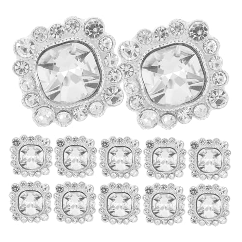Tofficu 24 Stück Teiliges Kristall Strass Flower Embellishment Buttons mit Stiel Funkelnde Diy Nähknöpfe für Kleidung Taschen Schmuck Brautstrauß Silberfarbene Verzierungen von Tofficu