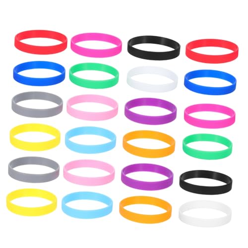 Tofficu 24 Stück Teiliges Silikonarmband Mehrfarbige Weiche und Langlebige Armbänder für Teenager Wiederverwendbar Bequem für Partys Team Events Outdoor Aktivitäten und Festival von Tofficu